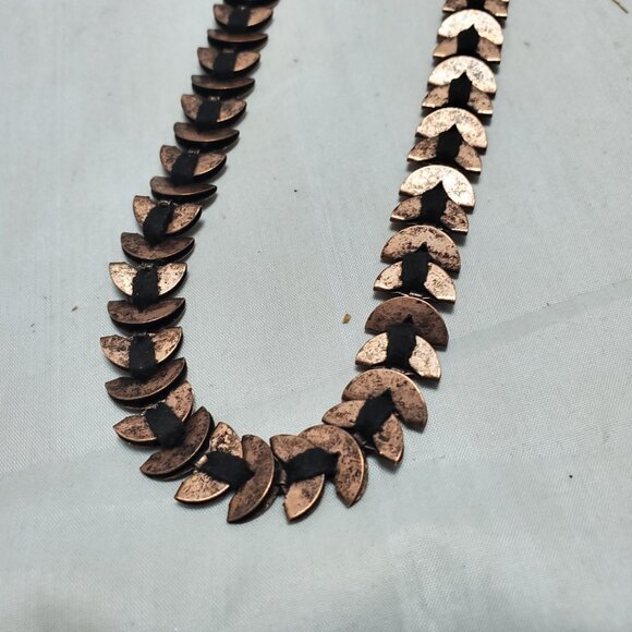 BKE bronze tone leaf shape necklace with black cord - Picture 3 of 6